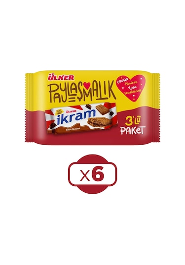 Ülker İkram Çikolata Kremalı Bisküvi 6'lı 3 x 84 G