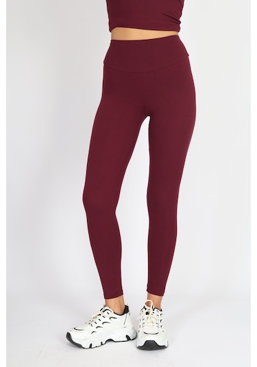 Soft&Basic Kadın 2'li Slım Fit Toparlayıcı Ve Esnek Kumaş Bordo-lacivert Tayt Bordo-lacivert