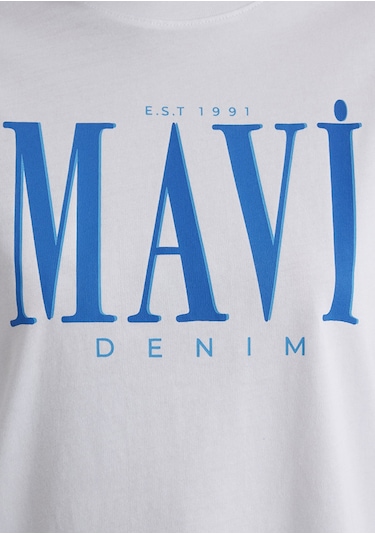 Mavi - Mavi Logo Baskılı Beyaz Tişört 1611990-620 Beyaz