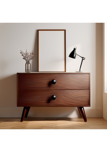 Doğal Ahşap 2 Çekmeceli Komodin 1. Sınıf Masif Maun Ağacı 60cm X