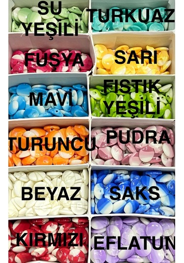 Bebek Düğmesi / Çizgili Model / 10 Adet / - Pudra