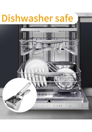 Moveevo Paslanmaz Çelik El Besin Presi - Püre Ve Bebek Yemeği İçin İnce Delikli, Kapaklı Ezme Aleti - Tek Parça Diğer