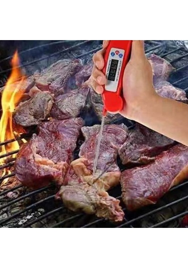 Ulzyvf Anında Okumalı Katlanır Su Geçirmez Yemek Termometresi - Bbq, Fırın, Mutfak İçin Beyaz Beyaz