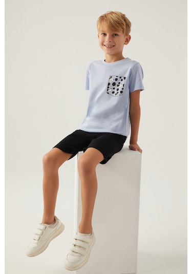 Mickey Mouse Stıl Mavi Erkek Çocuk Bermuda Takım 5274-42764 Mavi