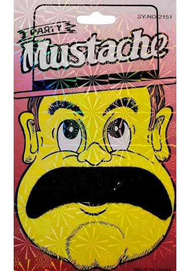 Siyah Renk Gerçekçi Görünümlü Yapışkanlı Pala Bıyık Takma Tüylü Kalın Bıyık Model 2 4434