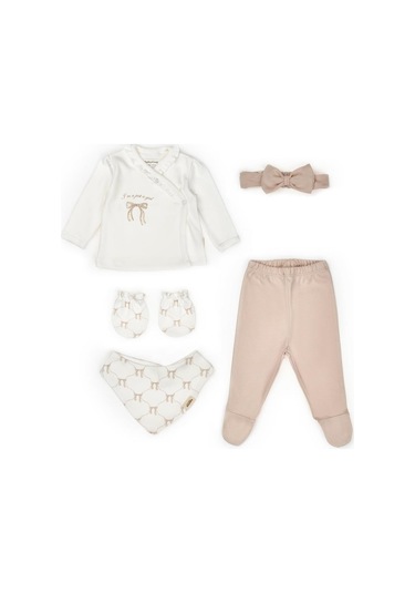 Bebek 5'li Set %100 Organic Pamuk Yenidoğan Serisi - Csy8173 Taş