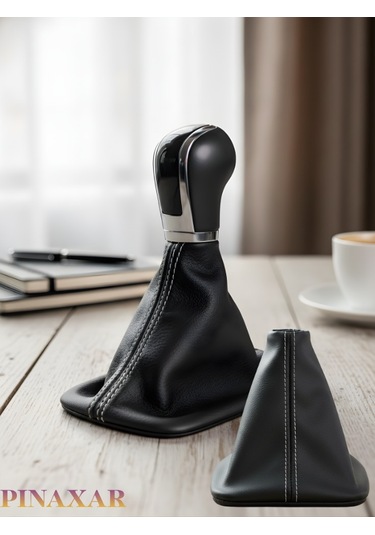 Bmw E87 Siyah Deri Prime Tasarım Beyaz Spor Dikiş Vites Körüğü