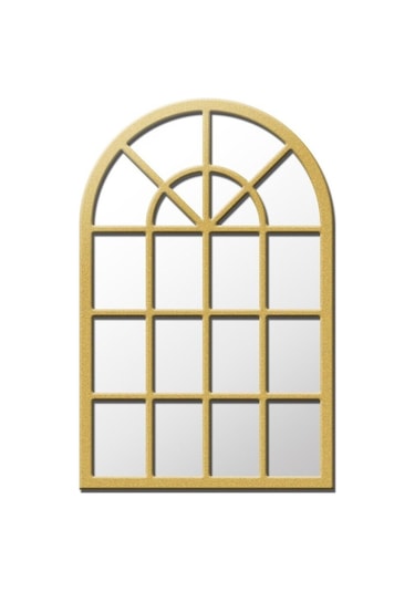 Pencere Model Ayna Duvar Aynası Salon Aynası Dressuar Aynası Gold 103 X 70 Gold