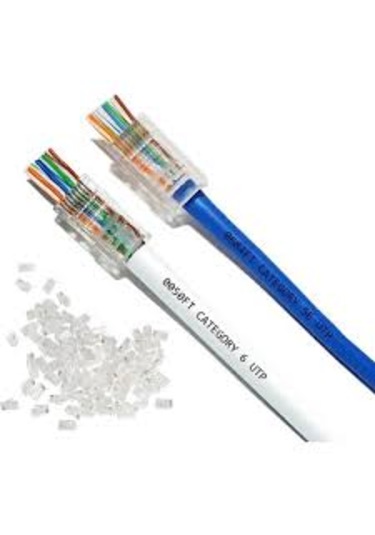 100 Adet Rj45 Cat6 Delikli Pass-through Konnektör Kolay Montaj Network Jak