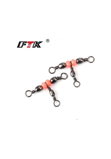 50/adet Üç Yollu Balıkçılık Konektörü Varil Döner Yapış Halka Boncuklu Balıkçılık Kanca Cazibesi Hattı Balıkçılık Aksesuarları 10 12 -50pcs