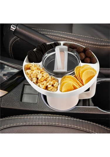 Konesam Dört Bölmeli Silikon Atıştırmalık Tepsisi - Hafif, Taşınabilir, Isı Dayanıklı, Ev Ve Seyahat İçin Uygun Beyaz