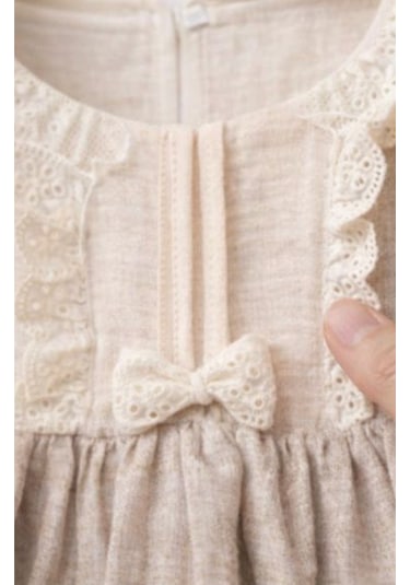 Baby Corner Ekose Kız Bebek Elbise Bej
