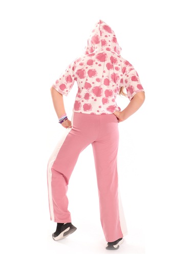 Toontoy Kız Çocuk Ön Yazı Baskılı Batikli Eşofman Takım Gül Kurusu