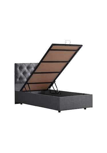 Setaymobilya Baza, Tek Kişilik Eylül Baza + Başlık + Comfort Yatak Seti, Gri