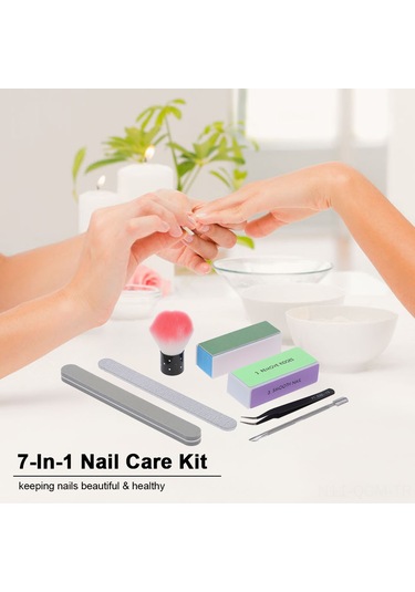 Qingmipy Evde Kullanım İçin 7 Parça Tırnak Bakım Seti - Törpü, Fırça, Cila Bloğu, Pens Ve Daha Fazlası