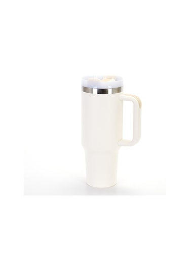 Jzcat Saplı Araba Kolçak Kutusu 304 Paslanmaz Çelik Büyük Kapasiteli Termal Kupa - Beyaz A