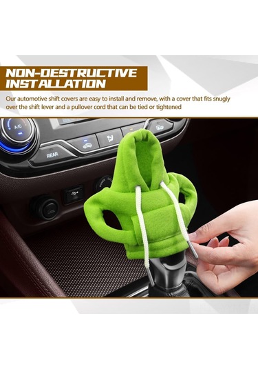 Geeksen Araba Vites Kolu Koruyucu Kılıfı - Hırka Desenli İç Dekor Aksesuarı Yeşil Renk