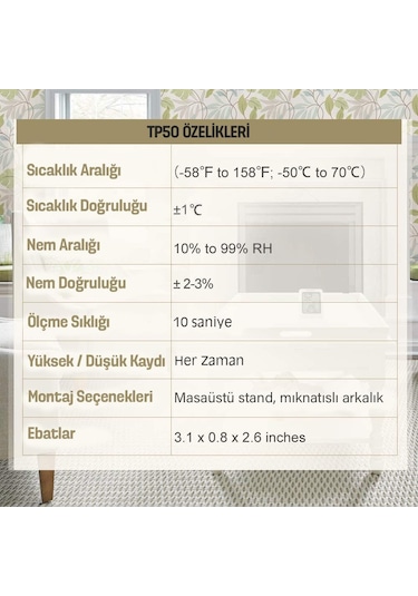 Thermopro Tp50 Termometre İç Mekan Dijital Sıcaklık Ve Nem Ölçer - 2 Adet