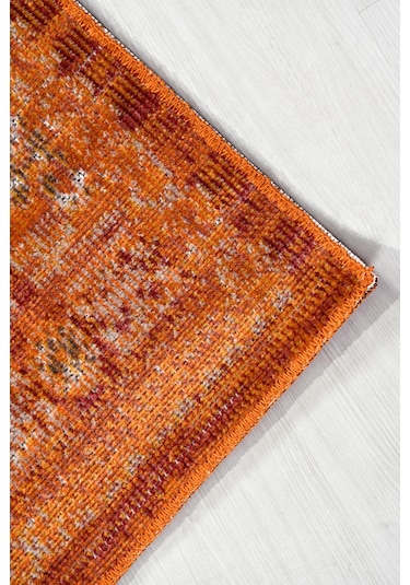 Arkaik Halı Koleksiyonu Zamansız Dokulu Desen, Tozumaz, Kolay Temizlik, İnce Form Turuncu