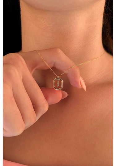 14 Ayar Altın Taşlı I Harfli Kolye 001