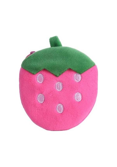 Maoyaya Kore Versiyonu Karikatür Meyve Şekli Peluş Değişim Anahtar Çantası Pembe-çilek, Renkli Balon Tasarımı, Pembe-çilek Pembe