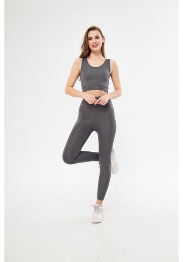 Lesa Wear Yüksek Bel Likralı Toparlayıcı Tayt Antrasit