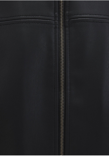 Mavi - Dik Yaka Siyah Suni Deri Ceket 0110634-71379 Siyah