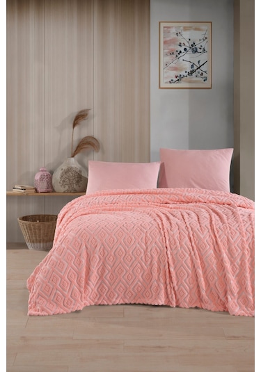 Formeya Jakarlı Wellsoft Çift Kişilik Yatak Örtüsü Pike Pudra