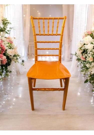 4 Adet Tifany Düğün Organizasyon Bahçe Ve Mutfak Sandalyesi Gold Gold