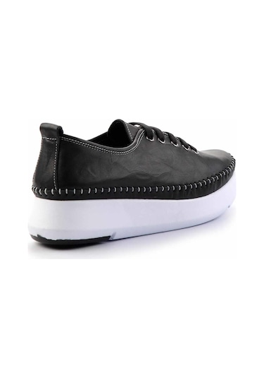 Siyah Hakiki Deri Kadın Casual Ayakkabı K01908005203 Siyah