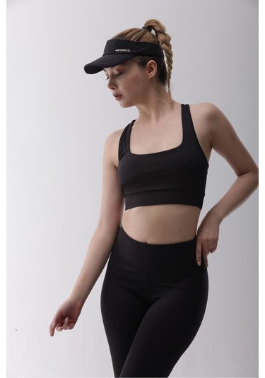 Micro Polyester Siyah Toparlayıcı Sporcu Bra Siyah
