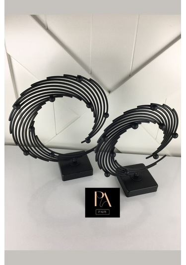 Trendooze 2'li Metal Siyah Aksesuar Ofis Ev Dekorasyon Objesi