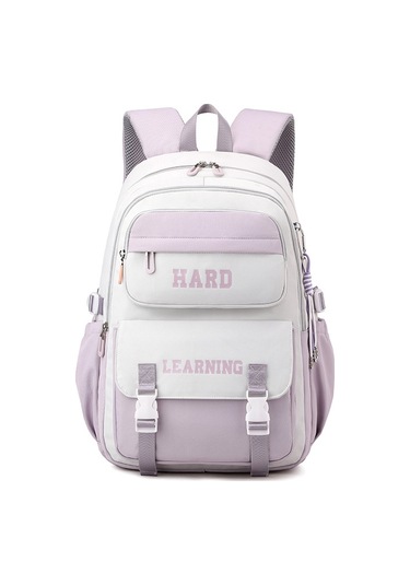 Sones Kontrast Renkli Günlük Sırt Çantası Üniversite Okul Çantası 15.6 İnç Dizüstü Bilgisayar Çantası Mor Beyaz Diğer