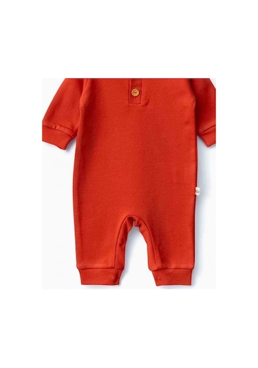 Zekids Bebek Düğmeli Organik Tulum-15480 Turuncu