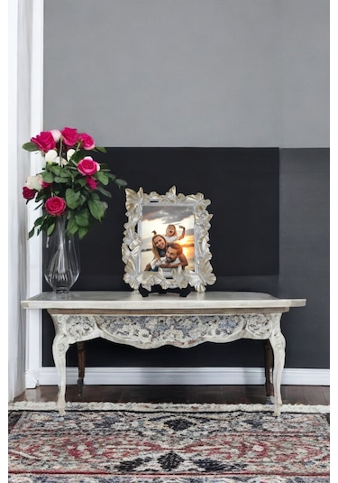 Kelebek Desenli Polyester Fotoğraf Çerçevesi - Sedef