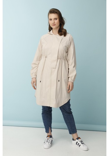 Bel Bağcıklı Trençkot - Taş