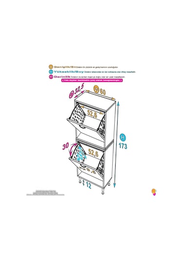 60x138x32,5 Cm Gizli 2 Göz Minimalist Akıllı Sepetli Çok Amaçlı Dolap Mutfak Dolabı Beyaz