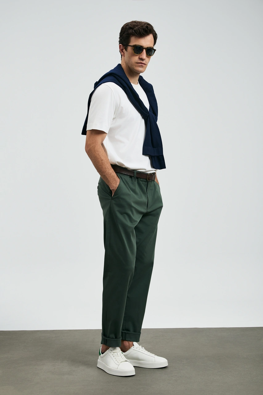 Lufian Rumı Smart Erkek Chino Pantolon Slim Fit Yeşil Yeşil 112190336100600 Yeşil