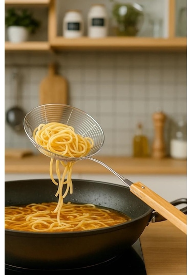 Bambum Ladle - Bambu Saplı Tel Kevgir 18cm Ahşap