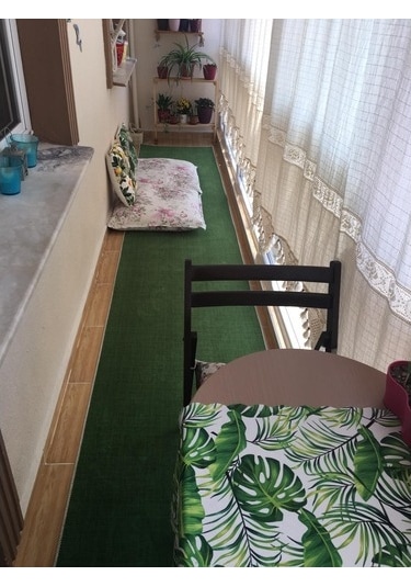 Yeşil Protokol Halı Özel Kesim Kaymaz Tabanlı Balkon Halısı (427038973)