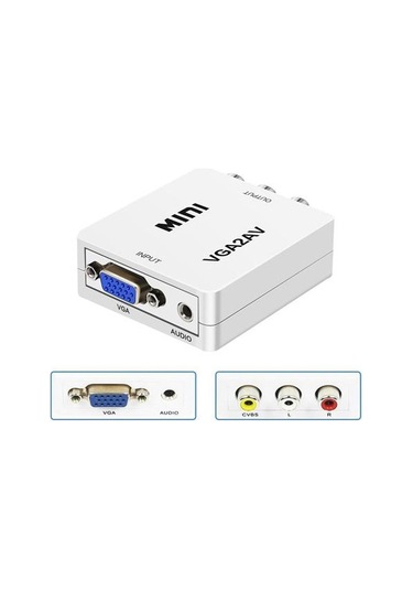 Gplus VGA2AV VGA RCA AV Dönüştürücü Çevirici Mini Switch