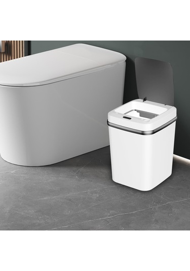 Qfdr Fotoselli Çöp Tenekesi Akıllı Indüksiyon Çöp Kutusu Yerden Beyaz