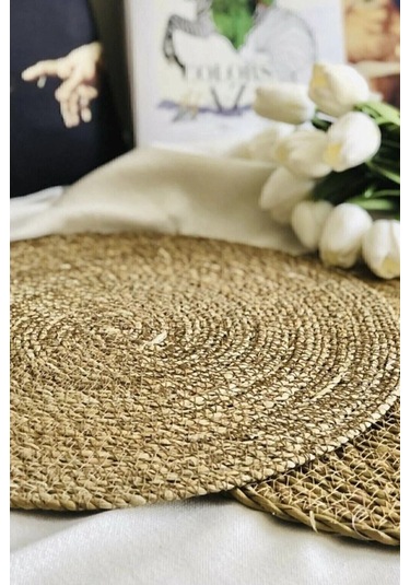 Yunusoğlu Home Hasır Jüt Supla 6'lı Set Amerikan Servis 33 Cm Çap Supla 6'lı Hasır