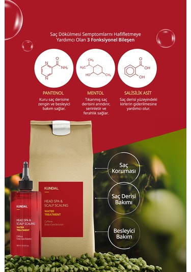 Kafeinli, Dökülme Karşıtı Sıvı Saç Kremi Kundal Head Spa & Scalp Scalıng Caffeine Water Treatment