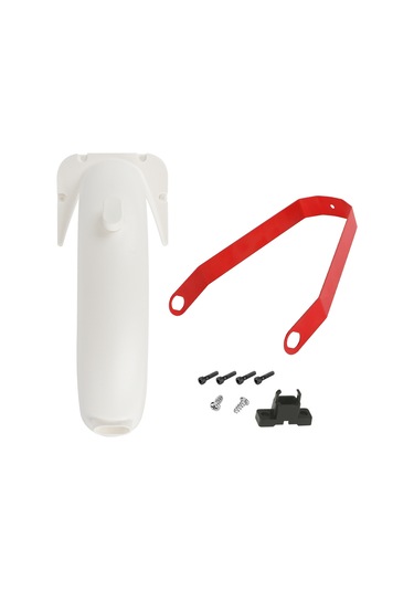 Neevoyu G30 Max Elektrikli Scooter İçin Beyaz Arka Çamurluk Seti: Kırmızı Tutucu, Fren Lambası Ve Kanca - Dayanıklı Abs+pc Malzeme