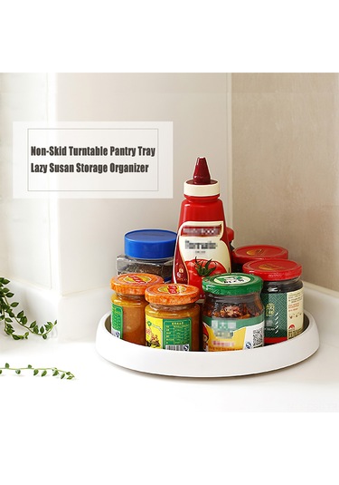 Samdoo Döner Baharat Organizer Tepsisi, 360 Derece Döner, Kaymazsız Tabanlı, Dolap/soğutucu Uygun Gri/yeşil Rastgele Gri