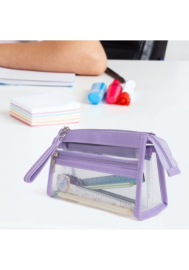 Vukı Kalem Cantası 3 Bolme Derı+pvc Mor Vk-0119-01