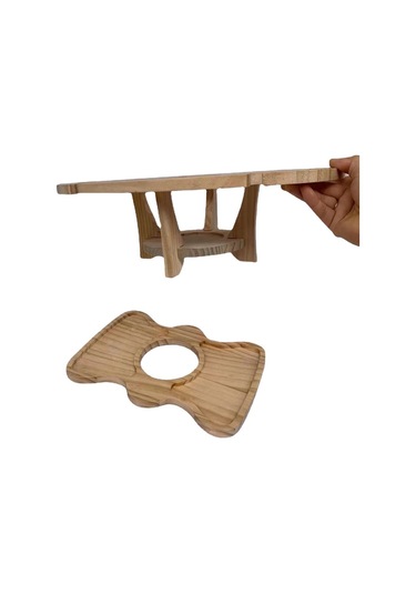 Açık Piknik Masası Ahşap Katlanabilir Şarap Rafı Ahşap Rengi