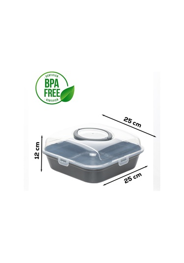 Porsima 1096 Pasta Kek Börek Kabı Kilitli Saklama Kabı Antrasit