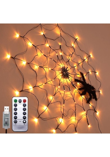 Cadılar Bayramı Led Su Geçirmez Dize Işık Cadılar Bayramı Örümcek Web Işık Pil/usb Uzaktan Tatil Işık Korku Perili Ev Sahne Dekor Sıcak Beyaz